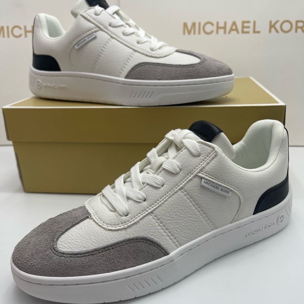 MICHAEL KORS Kai Mixed-Media Sneaker
Kai White
 Cream and Gray Casual Sneakers